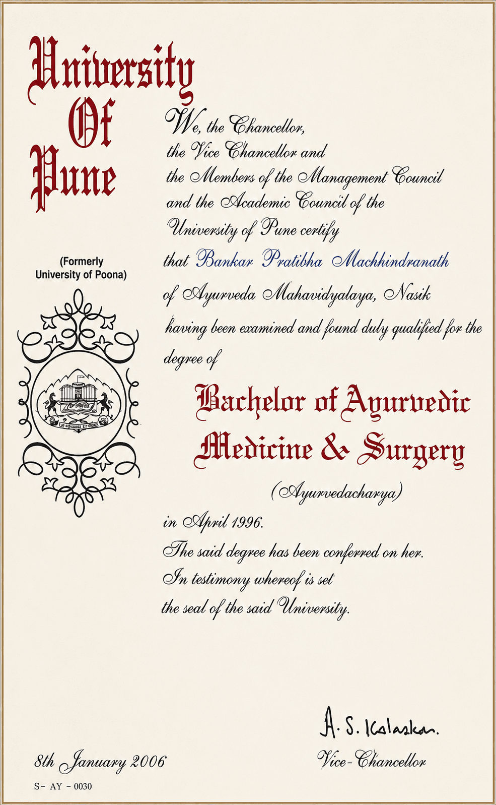 Bachelor of Ayurvedic Medicine and Surgery